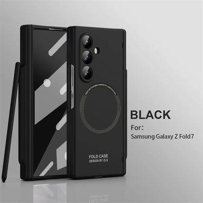 Ultra Thin Magsafe Magnetic Hinge Case for Samsung Galaxy Z Fold 5 6 7 With S Pen Slot 360 Full Protection Screen Glass Cover