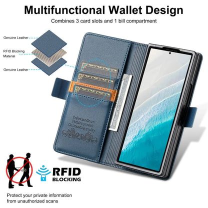 Luxury Magnetic Anti-theft Brush Leather Wallet Card Slot Phone Case for Samsung Galaxy Z Fold 7 6 5 4 3 Purse Holder Cover Etui