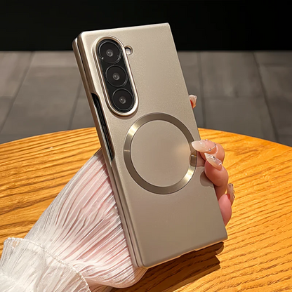 Ultra Thin Metal Paint Plating Magnetic Frosting Case For Samsung Z Fold 7 6 5 4 3 Slim Matte For Magsafe Wireless Charge Cover