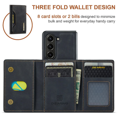 Z Fold 7 Phone Case for Samsung Galaxy Z Fold 6 5 4 3 Magnetic Detachable Metal Button Card Slot Bracket Wallet Pu Leather Cover