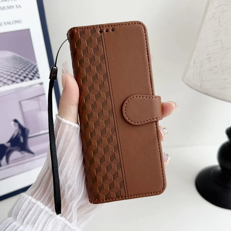 Luxury Leather Flip Purse Holder Phone Case For Samsung Galaxy Z Fold 7 6 5 4 3 Fold7 Fold6 Fold5 Wallet Card Cover Back Bag