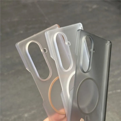 Transparent For Magsafe Magnetic Center Axis Case For Samsung Galaxy ZFold 7 Z Fold Flip 5 6 4 Hard Matte Thin Shockproof Cover