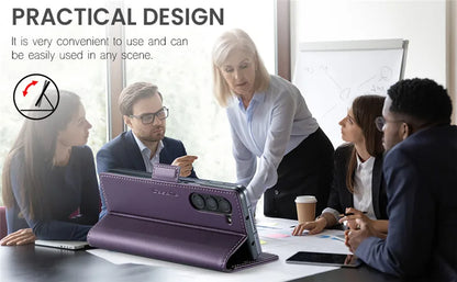 Luxury Magnetic Leather Wallet Multi Card Phone Case for Samsung Galaxy Z Fold 7 6 5 Fold6 Fold5 Shockproof Stand Cover Back Bag