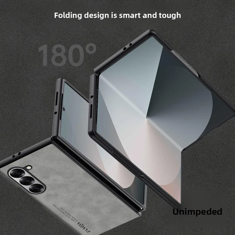 Luxury Sheepskin Leather TPU Camera Protect Sheepskin Fold Soft Phone Case for Samsung Galaxy Z Fold 7 6 5 4 3 Skin Feel Cover