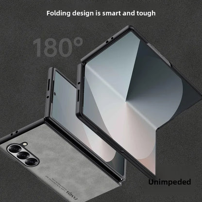 Luxury Sheepskin Leather TPU Camera Protect Sheepskin Fold Soft Phone Case for Samsung Galaxy Z Fold 7 6 5 4 3 Skin Feel Cover