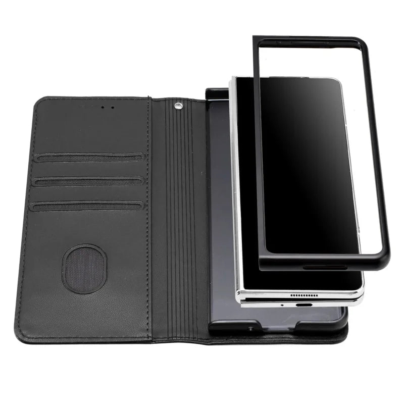 Luxury Magnetic Leather Wallet Card Phone Case for Samsung Galaxy Z Fold 6 5 4 3 Fold6 Fold5 Flip Purse Holder Cover Back Bag