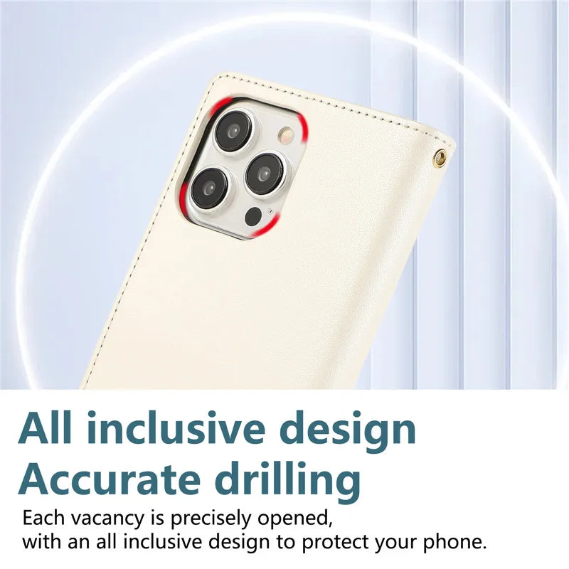 Crossbody Lanyard Leather Zip Wallet Card Slot Phone Case for Samsung Galaxy Z Fold 7 6 5 4 3 Wrist Strap Flip Stand Cover Etui