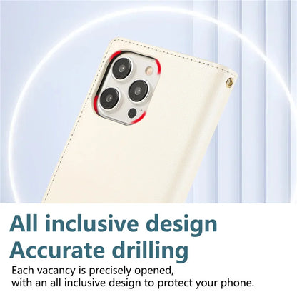 Crossbody Lanyard Leather Zip Wallet Card Slot Phone Case for Samsung Galaxy Z Fold 7 6 5 4 3 Wrist Strap Flip Stand Cover Etui