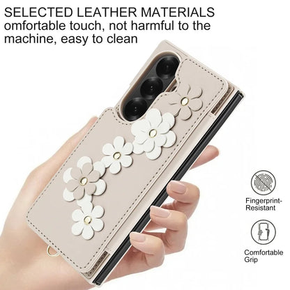 Long Lanyard Leather Wallet Card Slot Phone Case for Samsung Galaxy Z Fold 7 6 5 4 Wrist Strap Flip Purse Holder Cover Back Bag