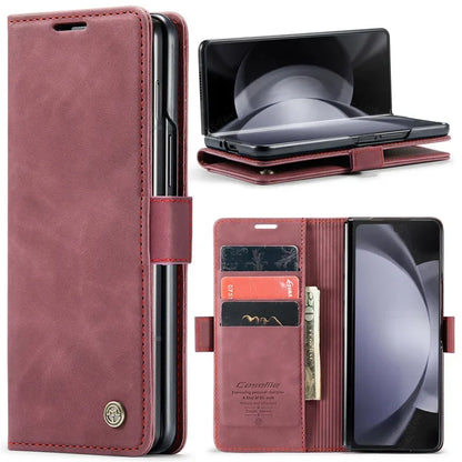 CaseMe Retor Leather Wallet Card Slot Phone Case for Samsung Galaxy Z Fold 7 6 5 4 Fold5 Fold6 Shockproof Flip Stand Cover Coque