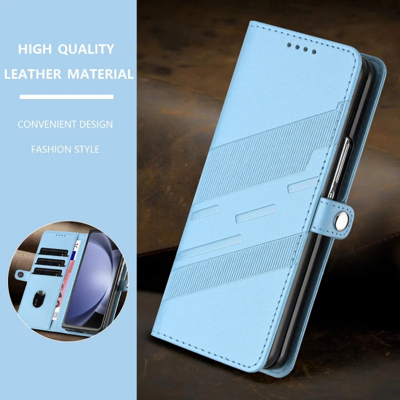 Thin Suede Leather Purse Phone Case for Samsung Galaxy Z Fold 7 6 5 4 3 Fold6 Fold5 Fold4 Fold3 Flip Stand Wallet Card Cover Bag