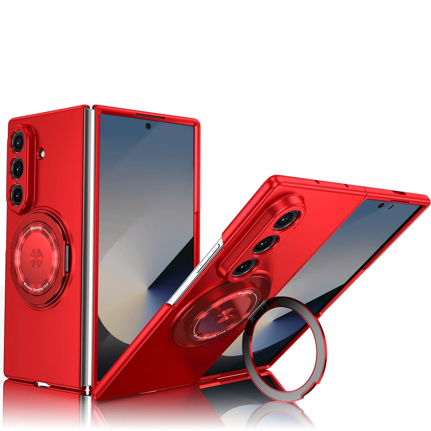 Luxury Military Armor Solid Color Magnetic 360 Bracket Phone Case For Samsung Z Fold 7 6 5 4 3 Wireless Charge Shockproof Cover