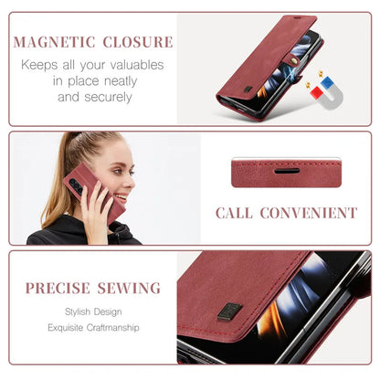 Retor Magnetic Leather Wallet Card Slots Phone Case for Samsung Galaxy Z Fold 7 6 5 4  Fold6 Fold5 Fold4 Flip Stand Cover Bag