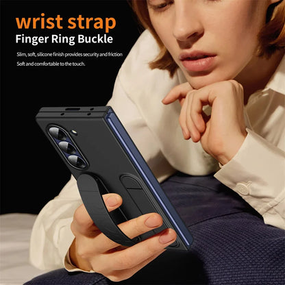Luxury Wristband Invisible Bracket Case for Samsung Galaxy Z Fold 6 5 4 3 7 fold6 Hand Wrist Strap Folding Stand Silicone Cover