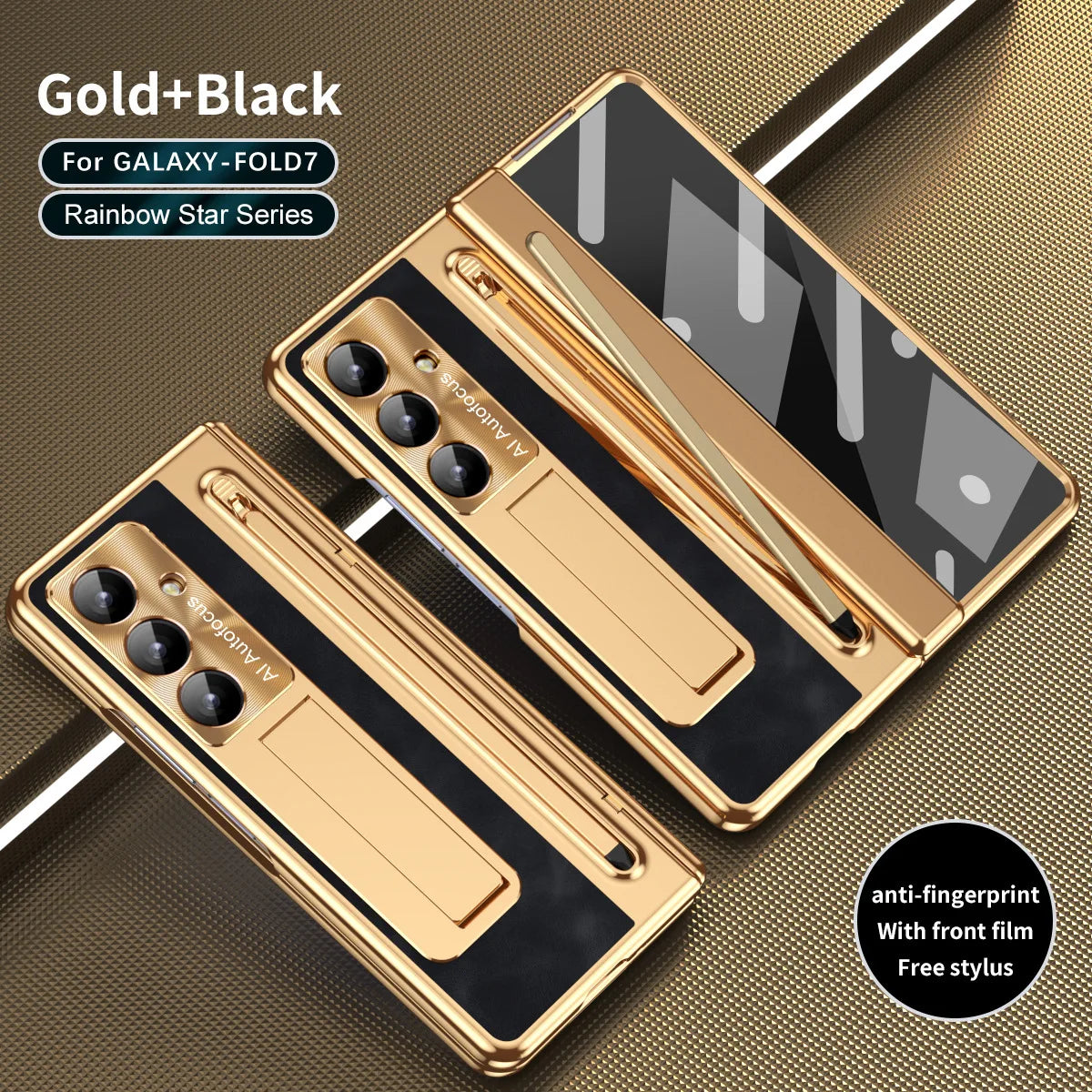 Stylus Pen Slot Bracket Phone Case for Samsung Galaxy Z Fold 7 Fold 6 5 4 Glass Film UV Electroplating Edge All-inclusive Cover