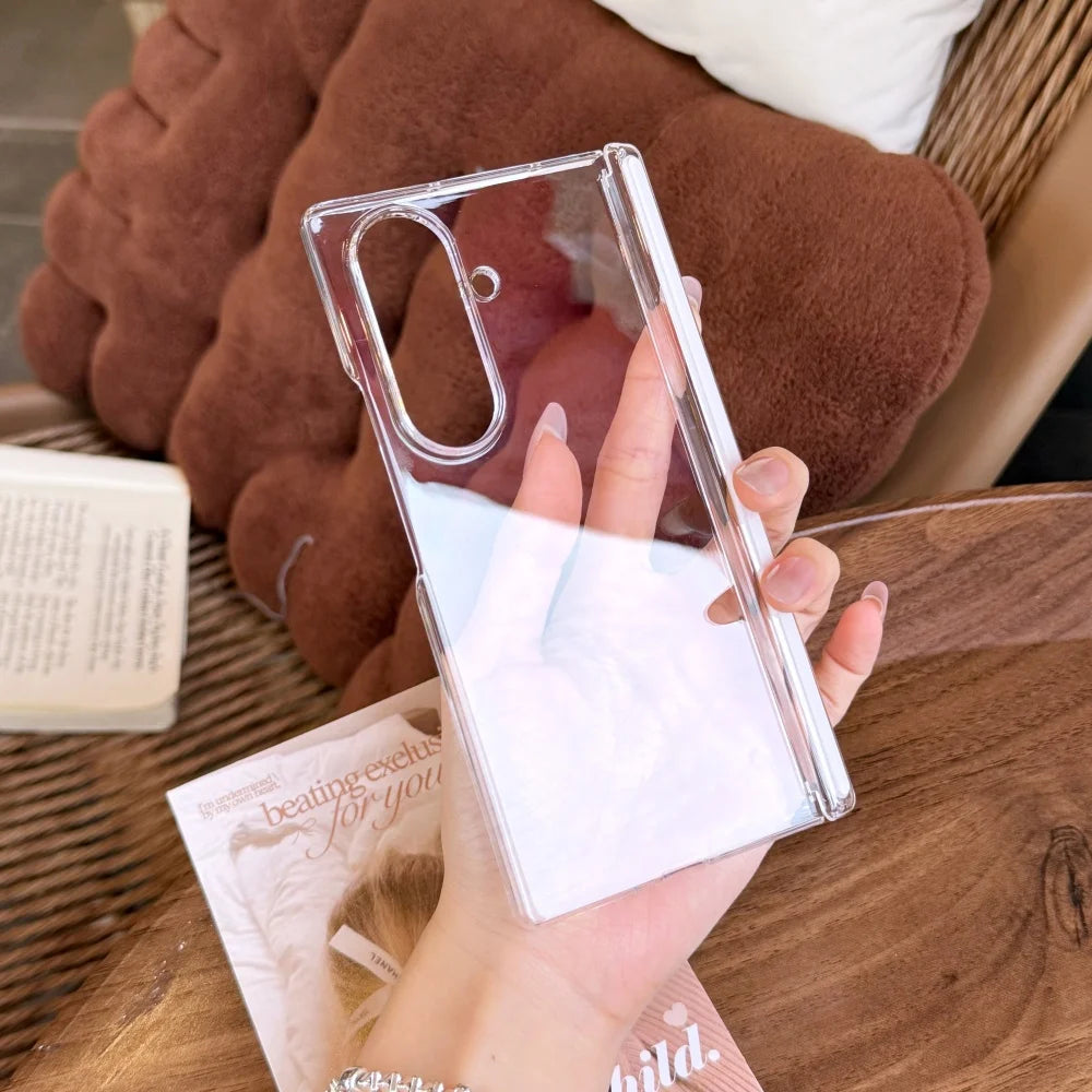 for Magsafe Transparent Hard Acrylic Case for Samsung Galaxy Z Fold 7 6 5 4 zfold Fold7 Magnetic Clear Shockproof Slim Cover