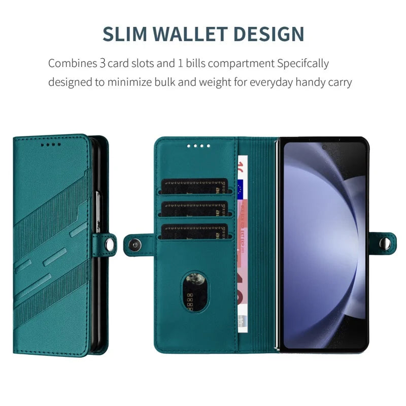 Thin Suede Leather Purse Phone Case for Samsung Galaxy Z Fold 7 6 5 4 3 Fold6 Fold5 Fold4 Fold3 Flip Stand Wallet Card Cover Bag