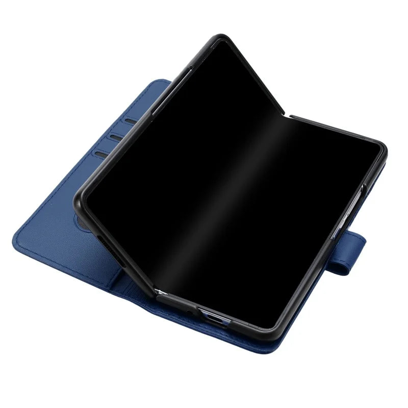 Luxury Magnetic Leather Wallet Card Phone Case for Samsung Galaxy Z Fold 6 5 4 3 Fold6 Fold5 Flip Purse Holder Cover Back Bag