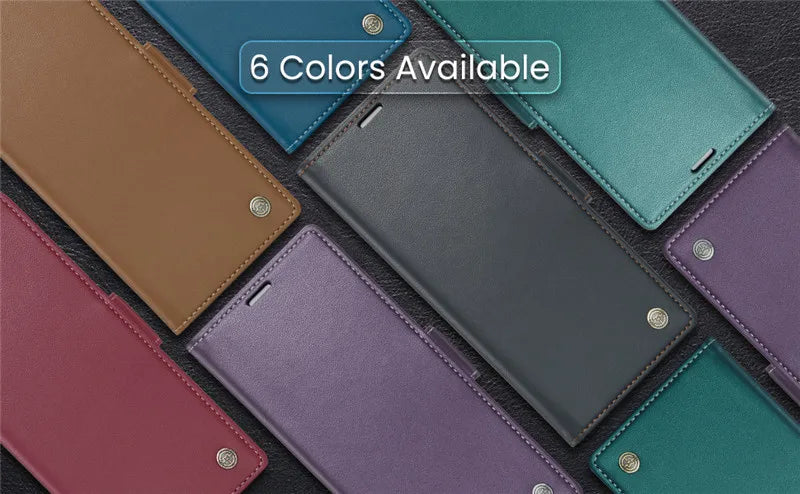 Luxury Magnetic Leather Wallet Multi Card Phone Case for Samsung Galaxy Z Fold 7 6 5 Fold6 Fold5 Shockproof Stand Cover Back Bag