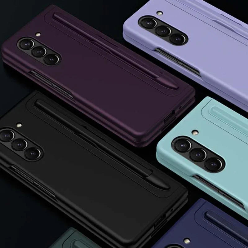 Invisible Bracket Stand Shockproof Phone Case For Samsung Galaxy Z Fold 7 ZFold 6 5 4 3 Protective Full Cover+Pen Slot Holder