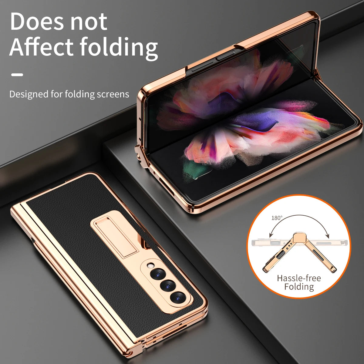 Coque With S Pen Plating Leather Case For Samsung Galaxy Z Fold 7 6 5 4 360 Full Protection Tempered Glass Kickstand Phone Cover