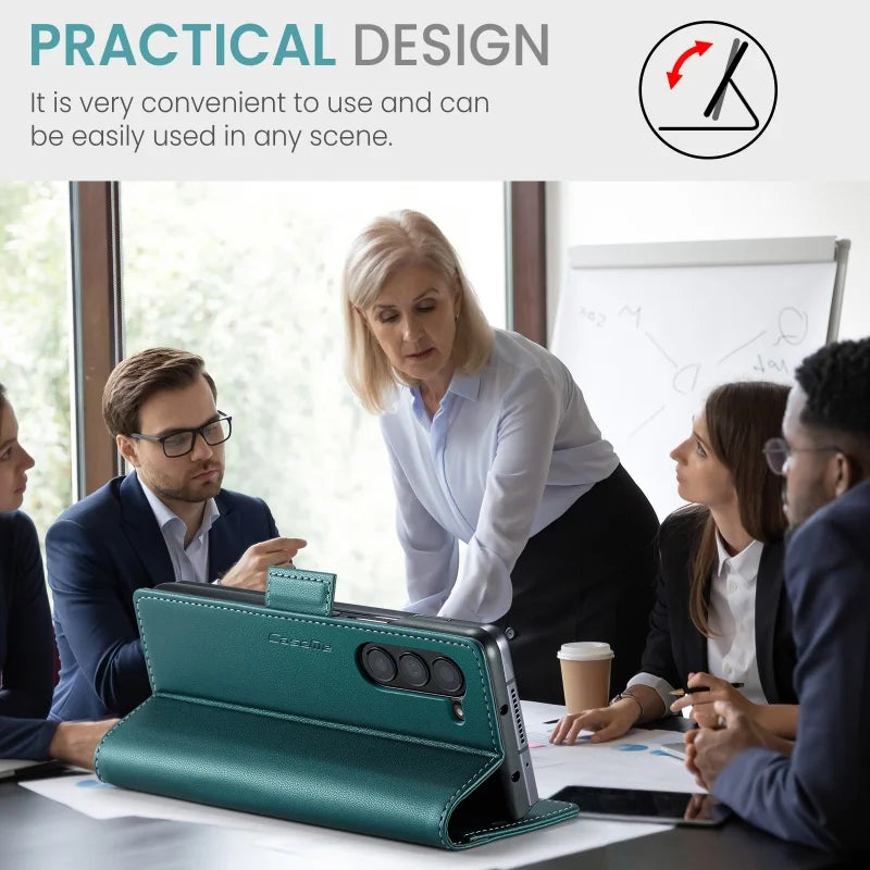 Luxury Magnetic Leather Wallet Multi Card Phone Case for Samsung Galaxy Z Fold 7 6 5 Fold6 Fold5 Shockproof Stand Cover Back Bag