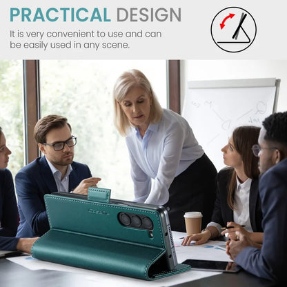 Luxury Magnetic Leather Wallet Multi Card Phone Case for Samsung Galaxy Z Fold 7 6 5 Fold6 Fold5 Shockproof Stand Cover Back Bag