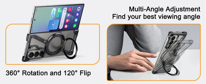 Oatsbasf Z Case for Samsung Galaxy Z Fold 7 Bumper Case with 360° Rotatable Magnetic Metal Kickstand,Frameless Minimalist Cover