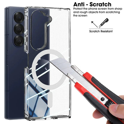 Magnetic Phone Case For Samsung Galaxy Z Fold 6 7 Clear Shockproof Cover Wireless Charging for Magsafe Shell For Z Fold7 Fold6