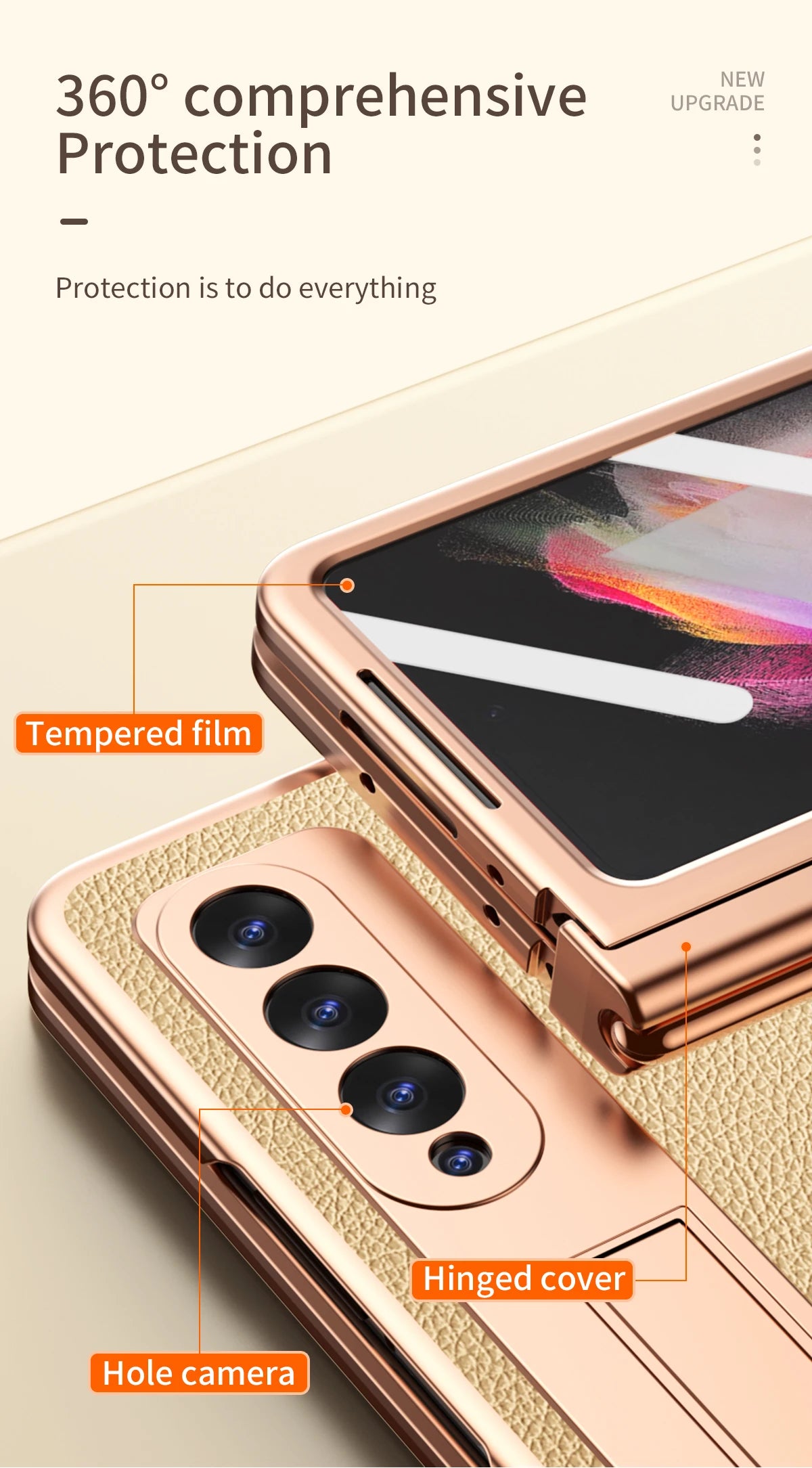 Coque With S Pen Plating Leather Case For Samsung Galaxy Z Fold 7 6 5 4 360 Full Protection Tempered Glass Kickstand Phone Cover