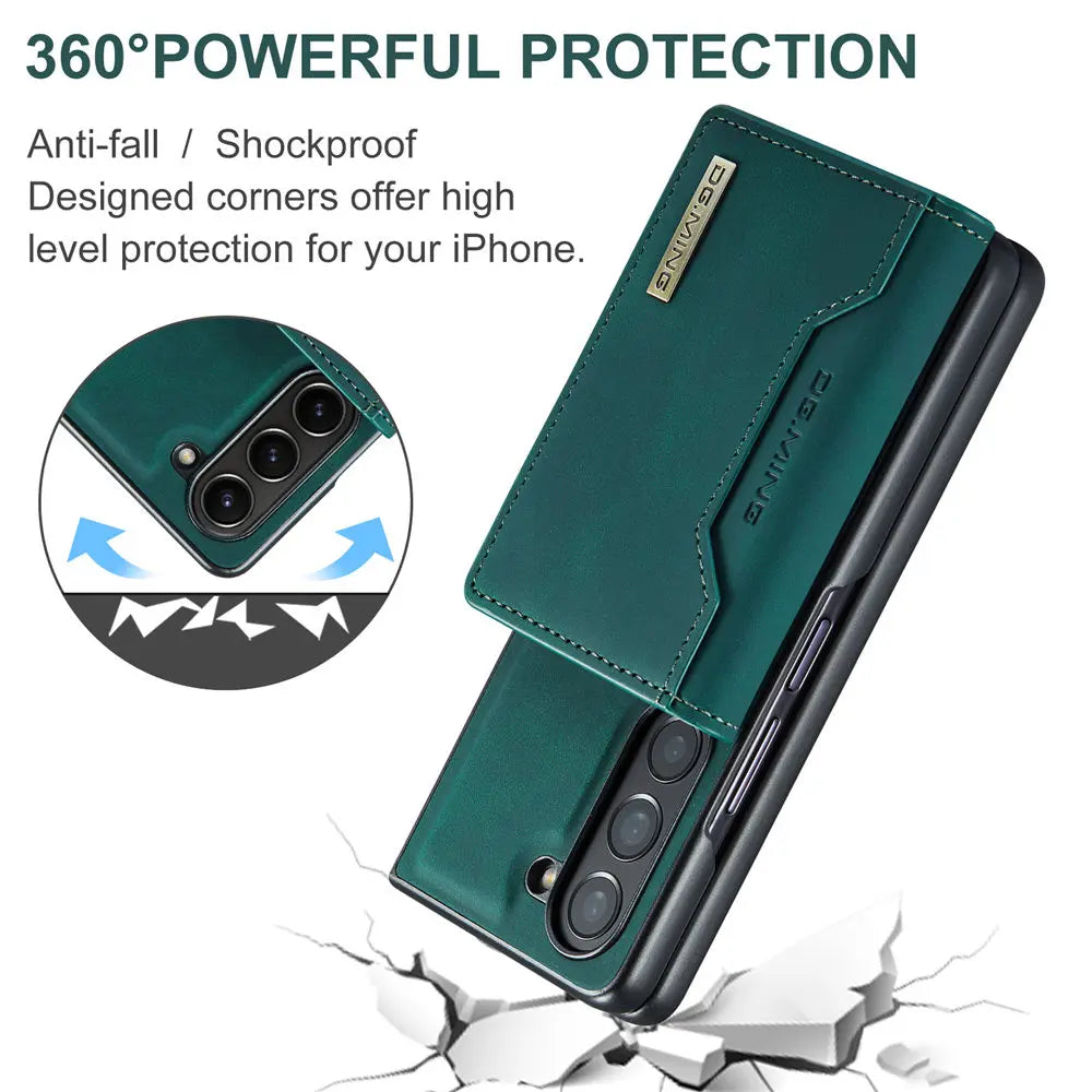2 in 1 Magnetic Vintage Wallet Cards Slot Leather Case For Samsung Galaxy Z Fold 6 7 Fold 5 Fold 4 3 Shockproof Cover