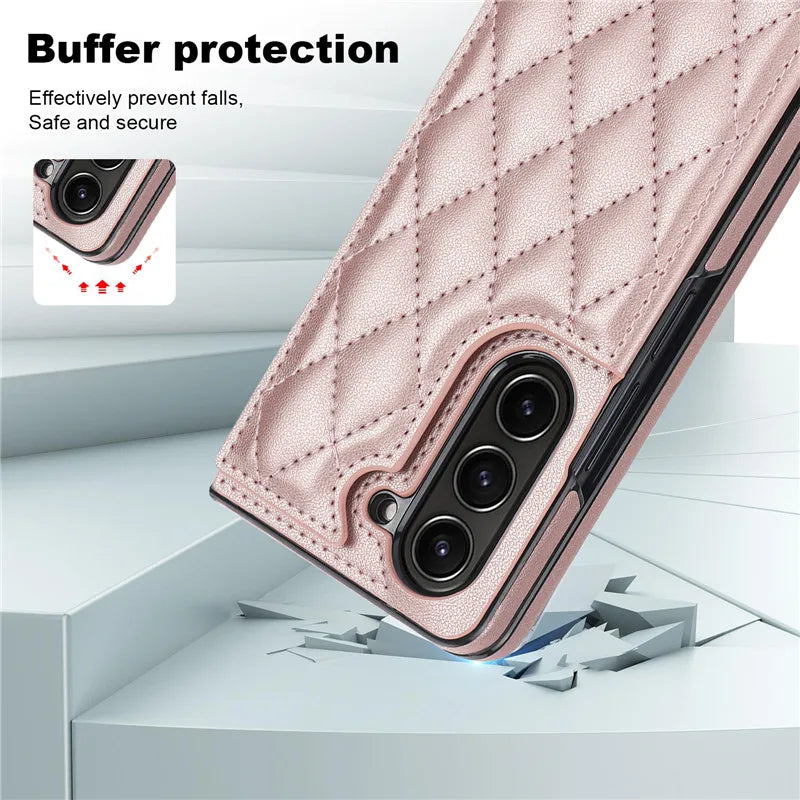 Leather Wallet Card Phone Case for Samsung Galaxy Z Fold 6 5 4 3 Fold6 Fold5 Fold4 Fold3 Shockproof Flip Stand Cover Hoesje Etui