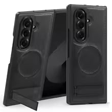 Magnetic Case for Z Fold 7/6/5 – Charging, Invisible Bracket & Anti-Drop Leather