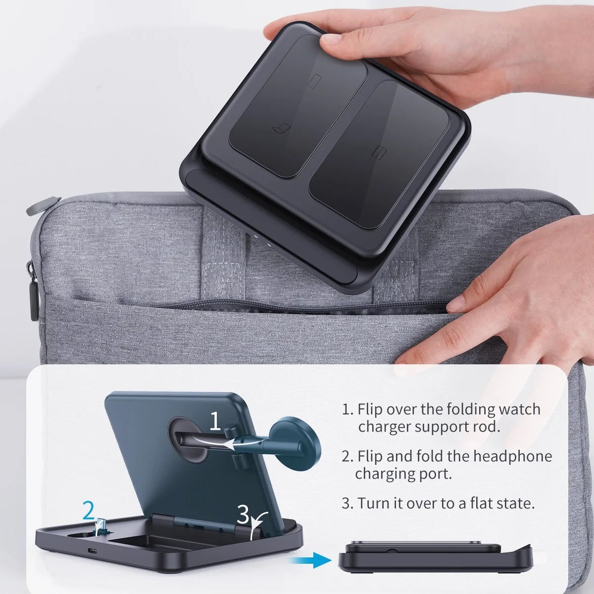 Foldable Wireless Charger 3 in 1  Stand  for Galaxy Watch Buds