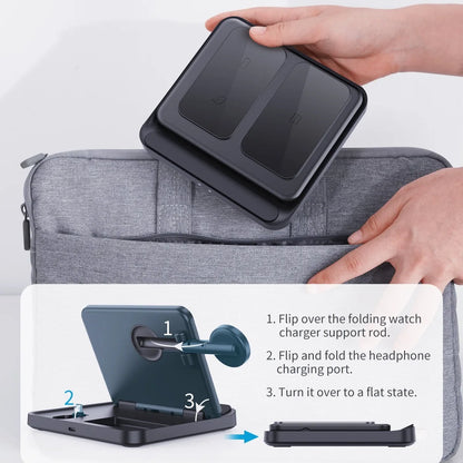 Foldable Wireless Charger 3 in 1  Stand  for Galaxy Watch Buds
