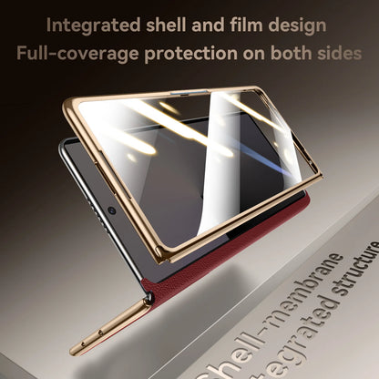 Luxury Full Cover Leather Case for Galaxy Z Fold 7 – Invisible Magnetic Protection