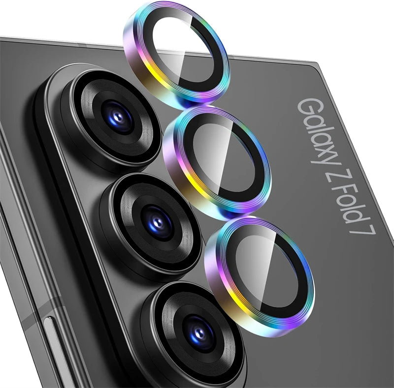 Metal Individual Ring Camera Lens Protector for Samsung Galaxy Z Fold 7 6 5 4 ZFold Fold7 Fold6 Tempered Glass Film Full Cover