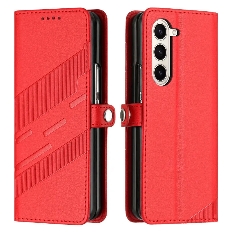 Thin Suede Leather Purse Phone Case for Samsung Galaxy Z Fold 7 6 5 4 3 Fold6 Fold5 Fold4 Fold3 Flip Stand Wallet Card Cover Bag