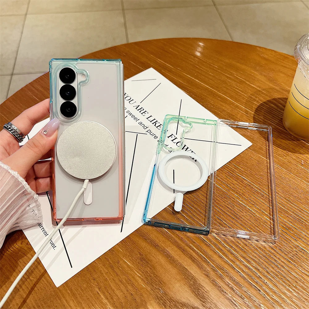 Candy Color Gradient Clear Case for Samsung Galaxy Z Fold 7 6 5 4 3