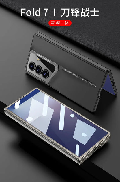 Fine Hole Matte PC Phone Case + Steel Film for Samsung Galaxy Z Fold 7 Zfold 6 5 4 Ultrathin Full Coverage Protective Hard Cover