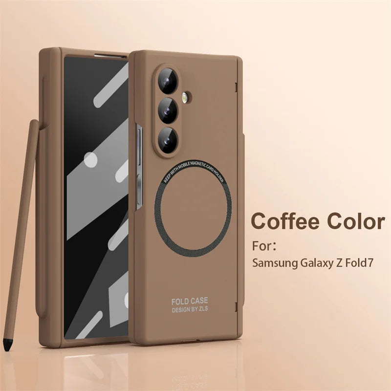 Ultra Thin Magsafe Magnetic Hinge Case for Samsung Galaxy Z Fold 5 6 7 With S Pen Slot 360 Full Protection Screen Glass Cover