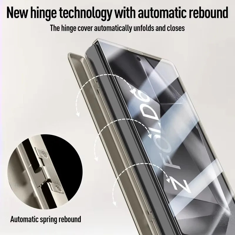 Magnetic Hinged Holder Cover For Samsung Galaxy Z Fold 6 Fold6 zfold6 Case With Tempered Glass Shockproof Cases Kickstand Fundas