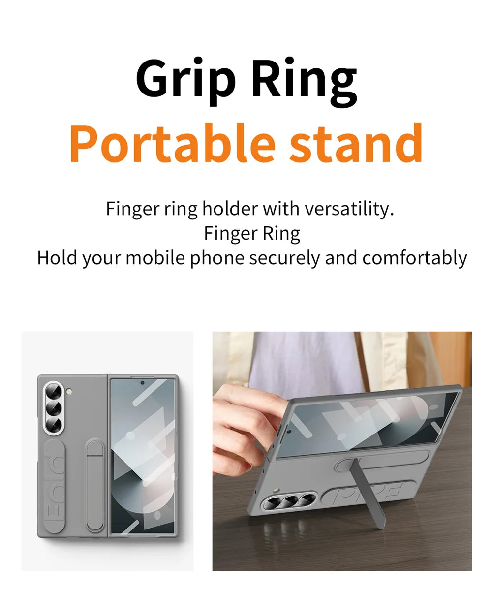 Luxury Wristband Invisible Bracket Case for Samsung Galaxy Z Fold 6 5 4 3 7 fold6 Hand Wrist Strap Folding Stand Silicone Cover