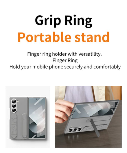 Luxury Wristband Invisible Bracket Case for Samsung Galaxy Z Fold 6 5 4 3 7 fold6 Hand Wrist Strap Folding Stand Silicone Cover