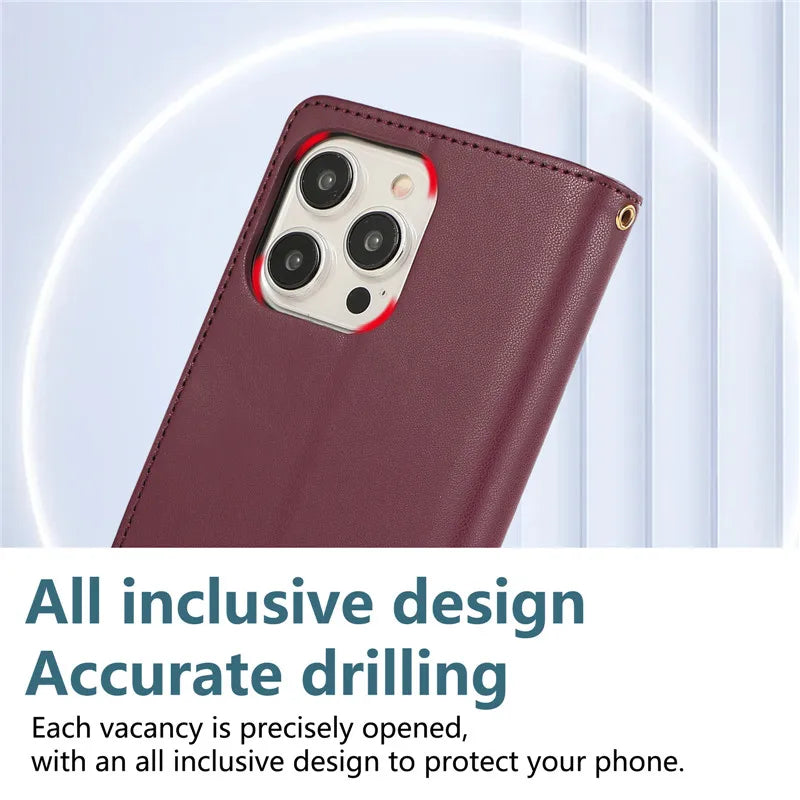 Crossbody Lanyard Leather Zip Wallet Card Slot Phone Case for Samsung Galaxy Z Fold 7 6 5 4 3 Wrist Strap Flip Stand Cover Etui