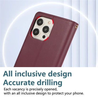 Crossbody Lanyard Leather Zip Wallet Card Slot Phone Case for Samsung Galaxy Z Fold 7 6 5 4 3 Wrist Strap Flip Stand Cover Etui