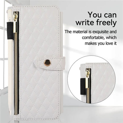 Luxury Lanyard Leather Flip Stand Phone Case for Samsung Galaxy Z Fold 7 6 5 4 3 Fold6 Fold5 Fold3 Fold4 Zip Wallet Card Cover