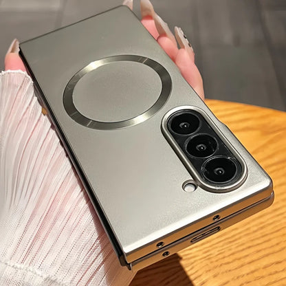 Ultra Thin Metal Paint Plating Magnetic Frosting Case For Samsung Z Fold 7 6 5 4 3 Slim Matte For Magsafe Wireless Charge Cover