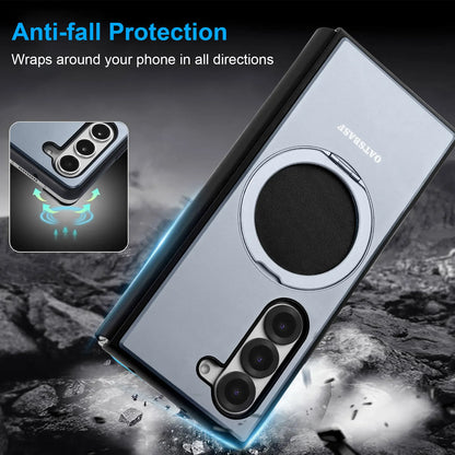 Case With Magsafe Kickstand 360° Rotatable Leather Full Body Protective Cover with Ring