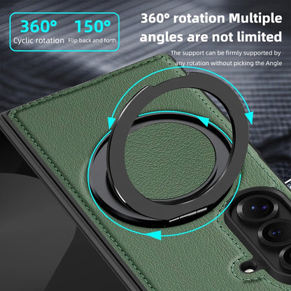 Ring Stand Magsafe Leather Case For Samsung Galaxy Z Fold 7 6 5 4 3 Z Fold7 Phone Case Magnetic Phone Cover Wireless Charging